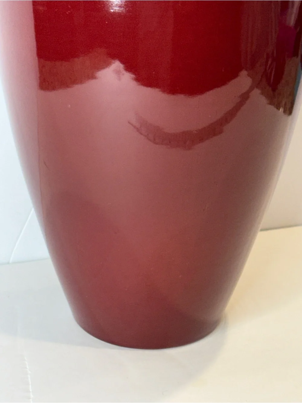 12” Crate & Barrel Scarlet Red 🌺Ceramic Vase Portugal Glossy Modern Decor